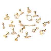 Ear Cartilage Rings & Studs Fashion Geometric Copper Plating Artificial Gemstones main image 2