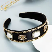 Wholesale Jewelry Devil's Eyes Rhinestone Pearl Headband Nihaowholesale main image 4