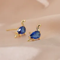 Nihaowholesale Cartoon Small Dinosaur Inlaid Zircon Animal Earrings Wholesale Jewelry sku image 5