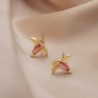 Nihaowholesale Cartoon Small Dinosaur Inlaid Zircon Animal Earrings Wholesale Jewelry sku image 3
