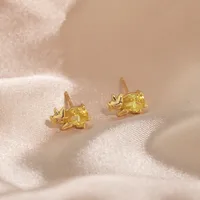 Nihaowholesale Cartoon Small Dinosaur Inlaid Zircon Animal Earrings Wholesale Jewelry sku image 4