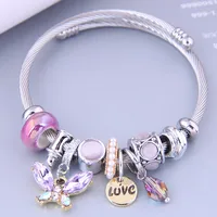 Nihaowholesale Wholesale Jewelry Fashion Metal Butterfly Love Water Drop Pendant Bracelet sku image 1