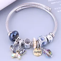 Nihaowholesale Wholesale Jewelry Fashion Metal Butterfly Love Water Drop Pendant Bracelet sku image 2