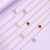 New Retro Single-layer  Multi-color Heart-shaped Diamond Necklace Wholesale Nihaowholesale main image 6