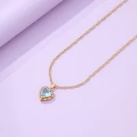 New Retro Single-layer  Multi-color Heart-shaped Diamond Necklace Wholesale Nihaowholesale main image 2
