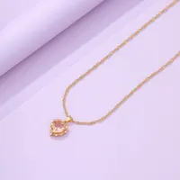 New Retro Single-layer  Multi-color Heart-shaped Diamond Necklace Wholesale Nihaowholesale main image 3