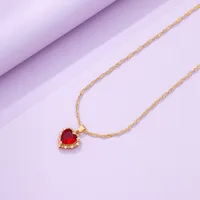 New Retro Single-layer  Multi-color Heart-shaped Diamond Necklace Wholesale Nihaowholesale main image 4
