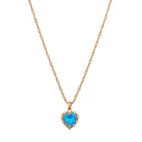 New Retro Single-layer  Multi-color Heart-shaped Diamond Necklace Wholesale Nihaowholesale main image 5