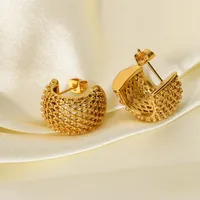 C Shape Plating 316 Stainless Steel  No Inlaid Earrings main image 1
