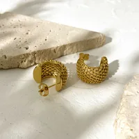 C Shape Plating 316 Stainless Steel  No Inlaid Earrings main image 3