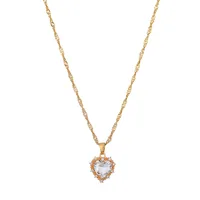 New Retro Single-layer  Multi-color Heart-shaped Diamond Necklace Wholesale Nihaowholesale sku image 1