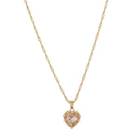 New Retro Single-layer  Multi-color Heart-shaped Diamond Necklace Wholesale Nihaowholesale sku image 2