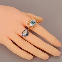 Fashion Vintage Geometric Eye Copper Inlaid Zircon Ring Wholesale Nihaowholesale main image 4