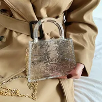 Women's Small PVC Solid Color Vintage Style Square Lock Clasp Crossbody Bag main image 1