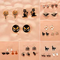 Halloween Skull Pumpkin Lantern Bat Earrings Wholesale Nihaowholesale main image 1
