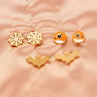 Halloween Skull Pumpkin Lantern Bat Earrings Wholesale Nihaowholesale main image 3