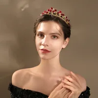 New Wedding Jewelry Baroque Red Rose Diamond Crown Wholesale Nihaowholesale main image 2