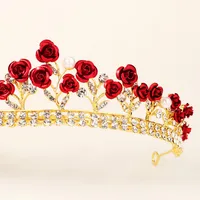 New Wedding Jewelry Baroque Red Rose Diamond Crown Wholesale Nihaowholesale main image 4