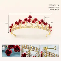 New Wedding Jewelry Baroque Red Rose Diamond Crown Wholesale Nihaowholesale sku image 1