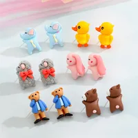 Cartoon Brown Bear Elephant Resin Earrings Wholesale Nihaowholesale main image 1