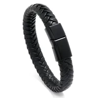 Wholesale Jewelry Solid Color Woven Magnet Buckle Leather Bracelet Nihaowholesale main image 1