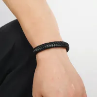 Wholesale Jewelry Solid Color Woven Magnet Buckle Leather Bracelet Nihaowholesale main image 2