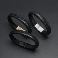 Wholesale Jewelry Solid Color Woven Magnet Buckle Leather Bracelet Nihaowholesale main image 3