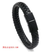 Wholesale Jewelry Solid Color Woven Magnet Buckle Leather Bracelet Nihaowholesale sku image 1