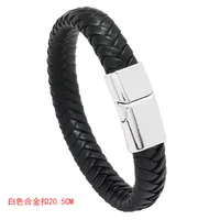 Wholesale Jewelry Solid Color Woven Magnet Buckle Leather Bracelet Nihaowholesale sku image 2