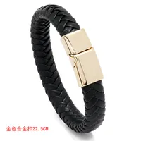 Wholesale Jewelry Solid Color Woven Magnet Buckle Leather Bracelet Nihaowholesale sku image 5