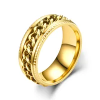 New Simple Titanium Steel Rotatable Embossed Chain Ring Wholesale Nihaowholesale main image 2