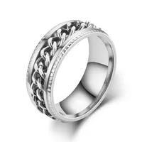 New Simple Titanium Steel Rotatable Embossed Chain Ring Wholesale Nihaowholesale main image 3
