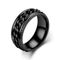 New Simple Titanium Steel Rotatable Embossed Chain Ring Wholesale Nihaowholesale main image 4