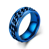 New Simple Titanium Steel Rotatable Embossed Chain Ring Wholesale Nihaowholesale main image 5
