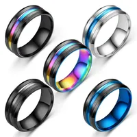 New Simple Titanium Steel Beveled Edge Slotted Color Ring Wholesale Nihaowholesale main image 2