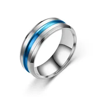 New Simple Titanium Steel Beveled Edge Slotted Color Ring Wholesale Nihaowholesale main image 3