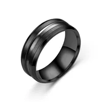 New Simple Titanium Steel Beveled Edge Slotted Color Ring Wholesale Nihaowholesale main image 4