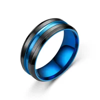 New Simple Titanium Steel Beveled Edge Slotted Color Ring Wholesale Nihaowholesale main image 5