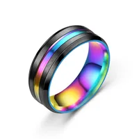 New Simple Titanium Steel Beveled Edge Slotted Color Ring Wholesale Nihaowholesale main image 6