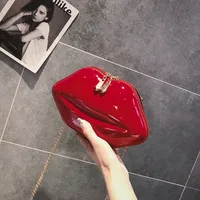 Wholesale Lip-shaped Glossy Messenger Chain Bag Nihaowholesale main image 1