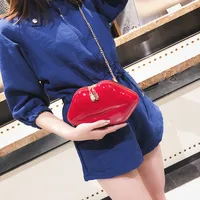 Wholesale Lip-shaped Glossy Messenger Chain Bag Nihaowholesale main image 2