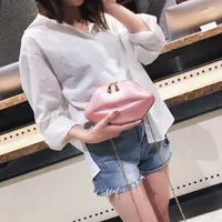 Wholesale Lip-shaped Glossy Messenger Chain Bag Nihaowholesale main image 4