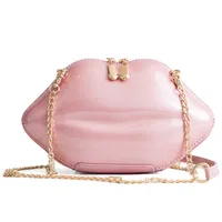Wholesale Lip-shaped Glossy Messenger Chain Bag Nihaowholesale main image 5