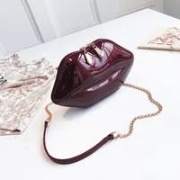 Wholesale Lip-shaped Glossy Messenger Chain Bag Nihaowholesale sku image 1
