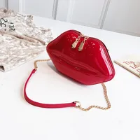 Wholesale Lip-shaped Glossy Messenger Chain Bag Nihaowholesale sku image 3