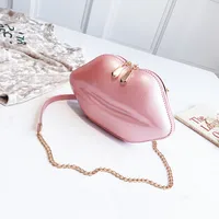 Wholesale Lip-shaped Glossy Messenger Chain Bag Nihaowholesale sku image 4