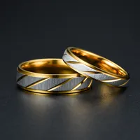 Fashion Golden Slash Stainless Steel Ring Wholesale Nihaowholesale main image 4