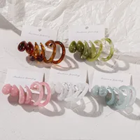 Retro C-shape Transparent Earrings Set 3 Pairs Wholesale Nihaowholesale main image 1
