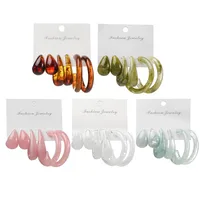 Retro C-shape Transparent Earrings Set 3 Pairs Wholesale Nihaowholesale main image 5