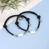 Wholesale Jewelry Heart-shaped Magnets Stainless Steel Couple Bracelet A Pair Set Nihaowholesale sku image 1